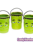 Plastic Mini Green Monster Pails with Handles: 12-Piece Set