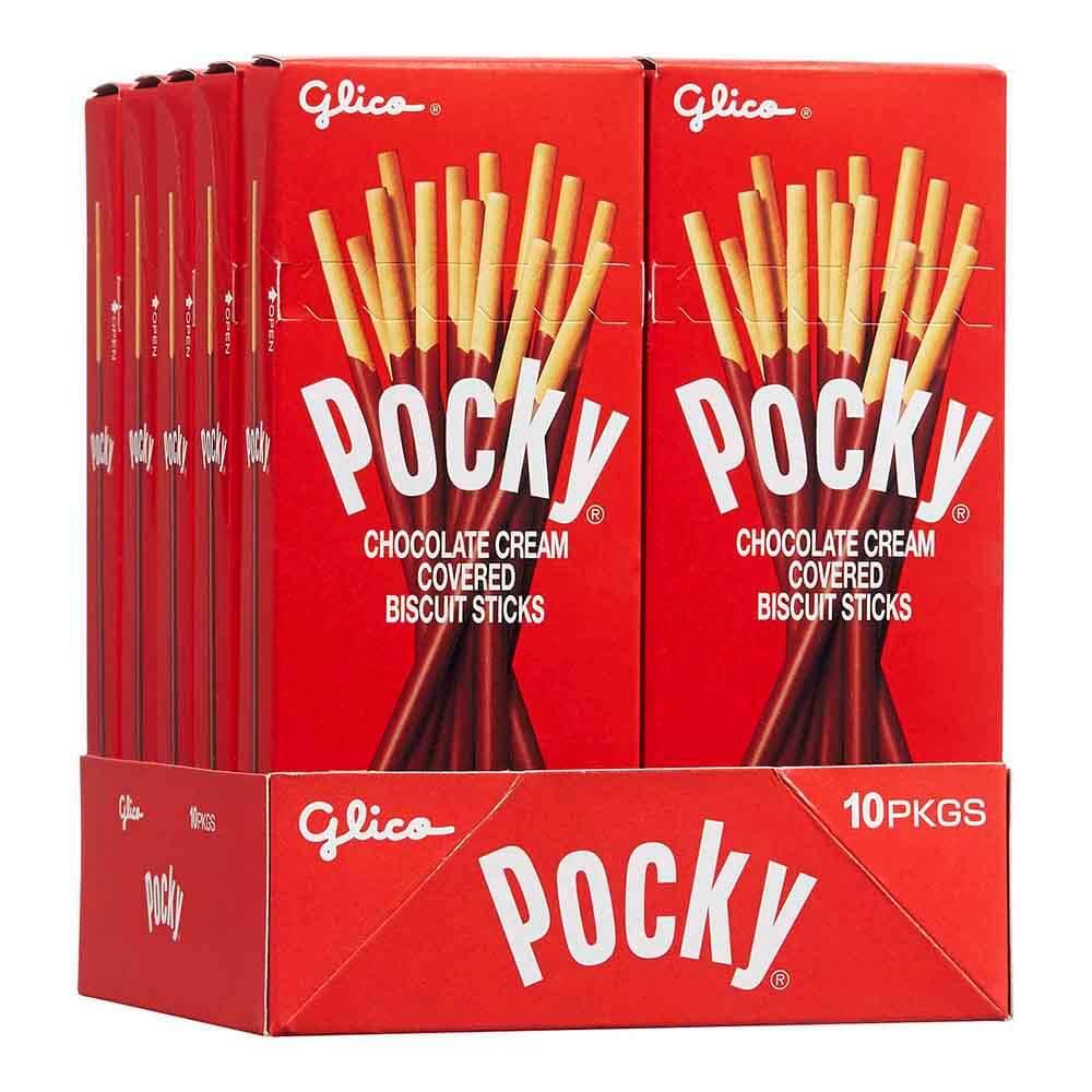 Pocky - Chocolate Cream Covered Biscuit Sticks Packs: 10-Piece Box - Candy Warehouse