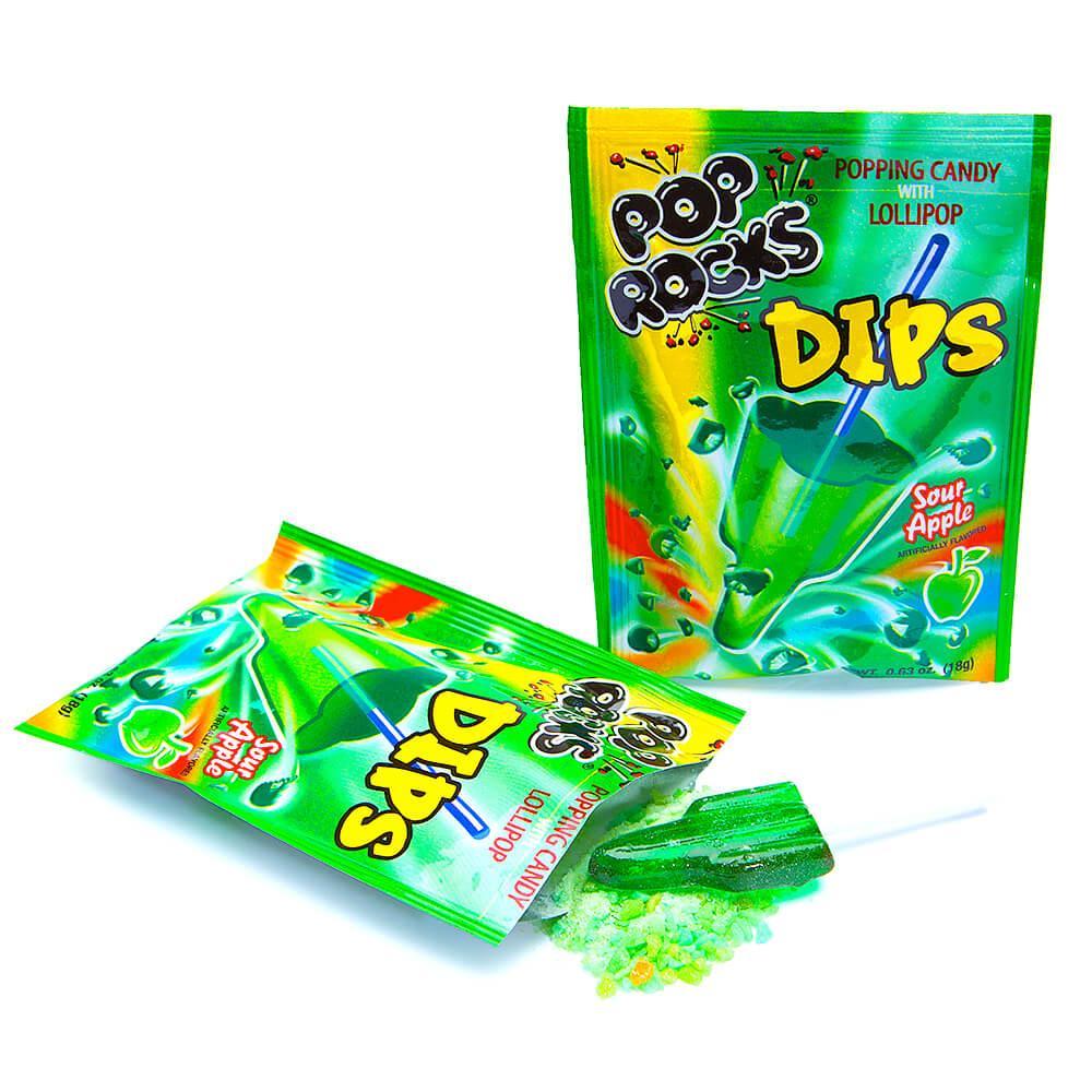 Pop Rocks Dips Candy Packs - Sour Apple: 18-Piece Box - Candy Warehouse