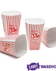 Popcorn Cups - Retro Red and White Striped Rectangular Popcorn Boxes - 1.5 Ounce: 25-Piece Box