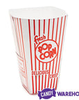 Popcorn Cups - Retro Red and White Striped Rectangular Popcorn Boxes - 1.5 Ounce: 25-Piece Box