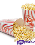 Popcorn Cups - Retro Red and White Striped Rectangular Popcorn Boxes - 1.5 Ounce: 25-Piece Box