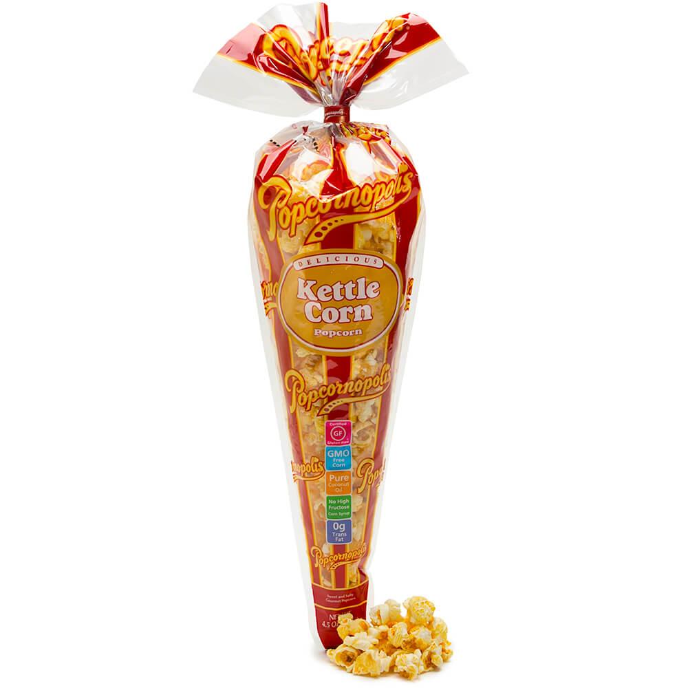 Popcornopolis Kettle Corn Popcorn 4.5-Ounce Cone - Candy Warehouse