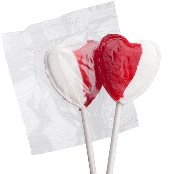 Primrose Strawberry and Cream Heart Lollipops: 18LB Case - Candy Warehouse