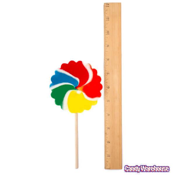 Psychedelic Swirl 3.5-Inch Lollipops - Primary Colors: 12-Piece Box - Candy Warehouse