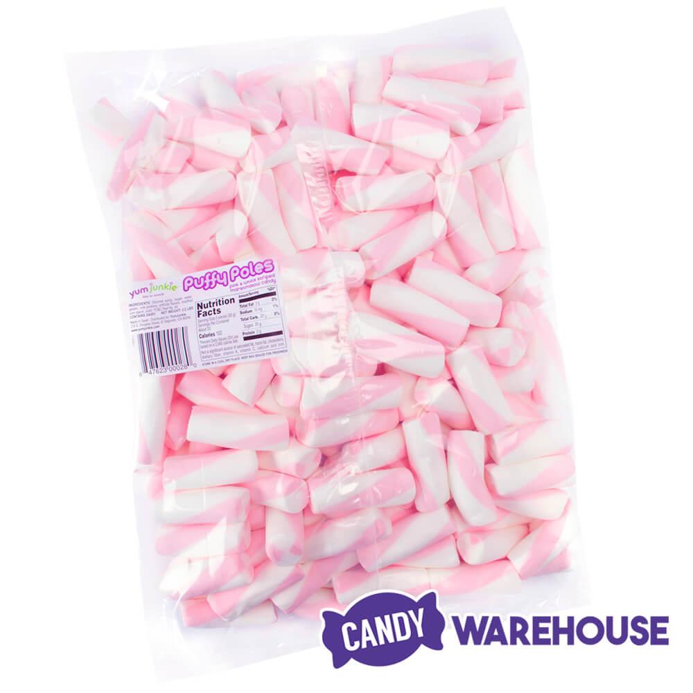 Puffy Poles Jumbo Marshmallow Twists - Strawberry: 1KG Bag - Candy Warehouse