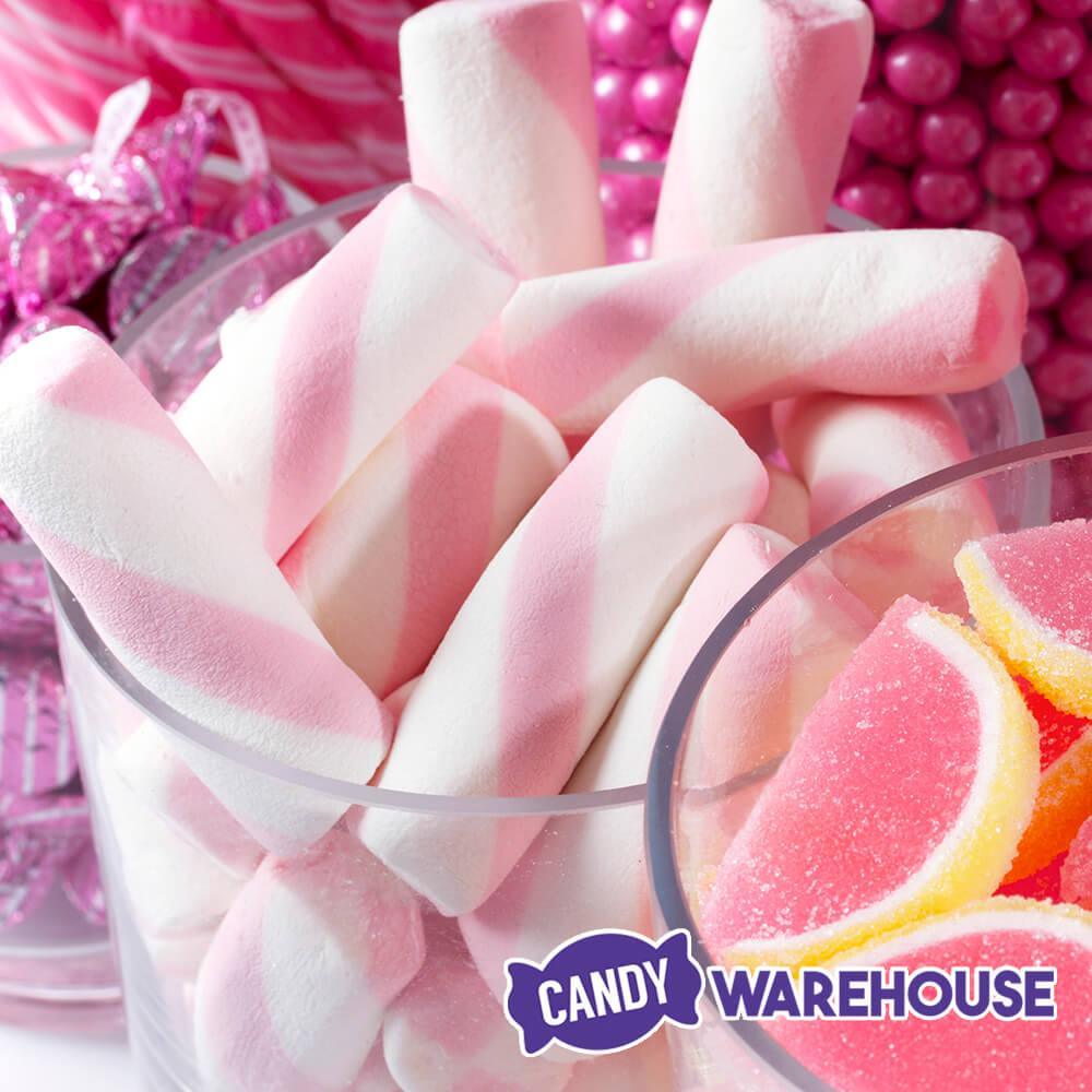 Puffy Poles Jumbo Marshmallow Twists - Strawberry: 1KG Bag - Candy Warehouse