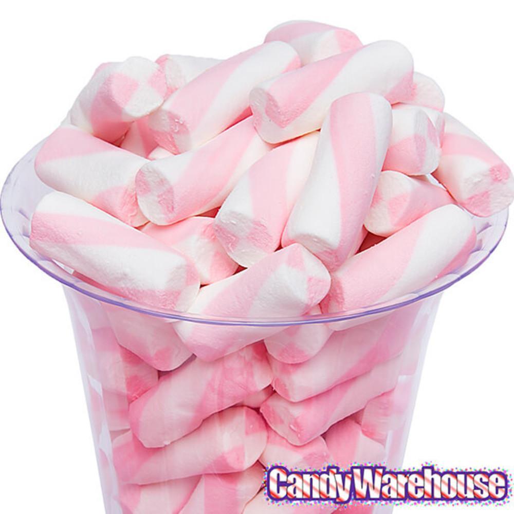 Puffy Poles Jumbo Marshmallow Twists - Strawberry: 1LB Bag - Candy Warehouse