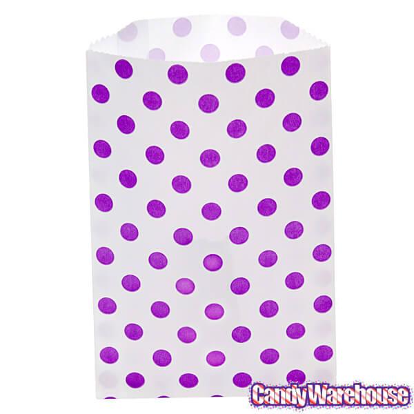 Purple Polka Dot Candy Bags: 25-Piece Pack - Candy Warehouse