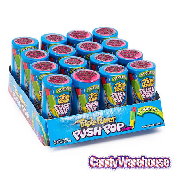 Push Pops Triple Power Candy: 16-Piece Box - Candy Warehouse