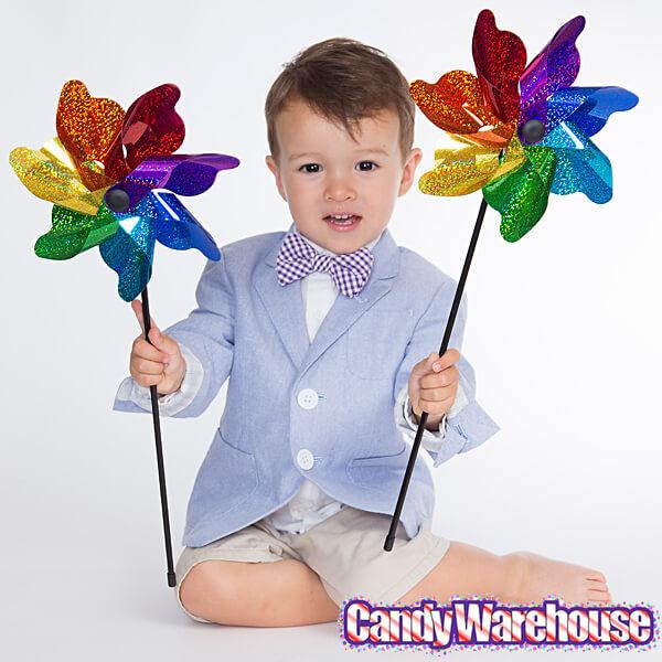 Rainbow Sparkle Pinwheel Spinners - 8 Inch: 8-Piece Box - Candy Warehouse