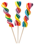 Rainbow Swirl 2.5-Ounce Corkscrew Twist Lollipops: 12-Piece Display - Candy Warehouse