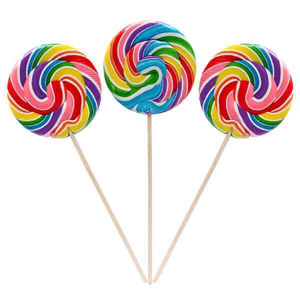 Rainbow Swirl 6-Ounce Round Lollipops: 36-Piece Box | Candy Warehouse