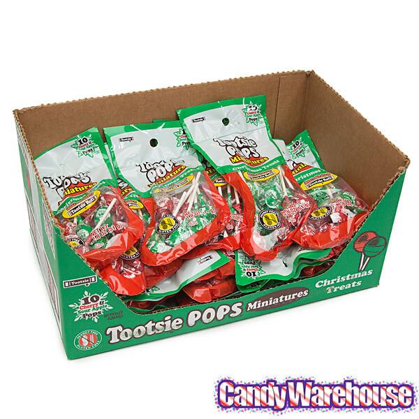 Red & Green Mini Tootsie Pops in Christmas Stockings: 24-Piece Case - Candy Warehouse