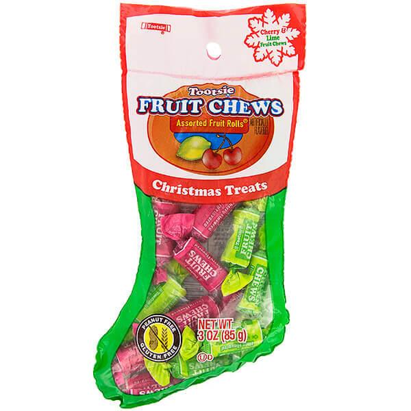 Red & Green Tootsie Roll Fruit Chews in Christmas Stockings: 24-Piece Case - Candy Warehouse