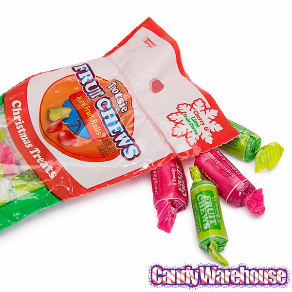 Red & Green Tootsie Roll Fruit Chews in Christmas Stockings: 24-Piece Case - Candy Warehouse