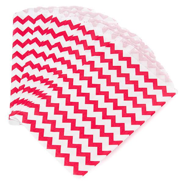 Red Chevron Stripe Candy Bags: 25-Piece Pack - Candy Warehouse