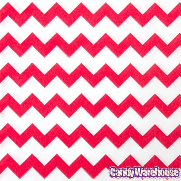 Red Chevron Stripe Candy Bags: 25-Piece Pack - Candy Warehouse