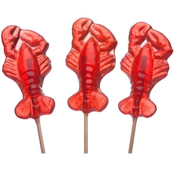 Red Lobster Hard Candy Lollipops: 12-Piece Bag - Candy Warehouse