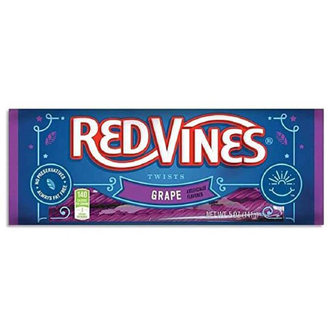 Red Vines Grape Licorice Twists 5-Ounce Packs: 12-Piece Box - Candy Warehouse