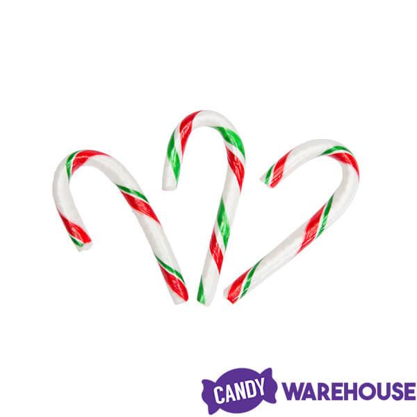 Red, White, and Green Peppermint Mini Candy Canes: 200-Piece Tub - Candy Warehouse