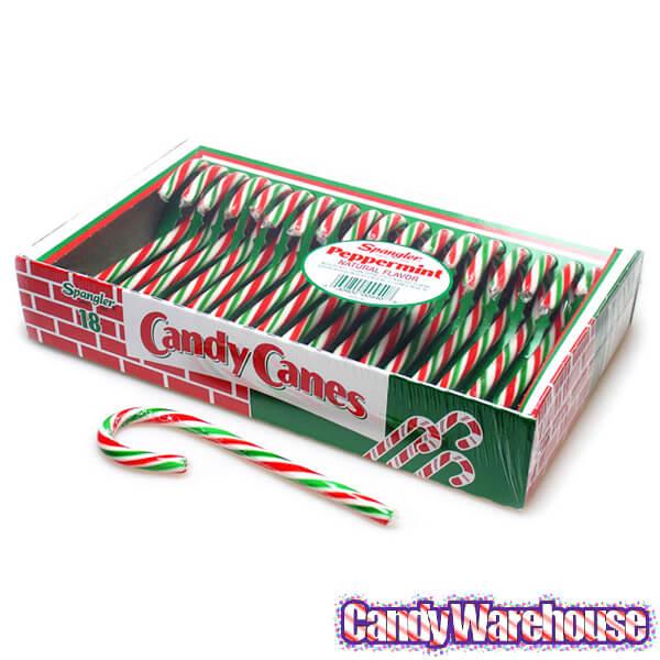 Red - White - Green Peppermint Candy Canes: 18-Piece Box - Candy Warehouse