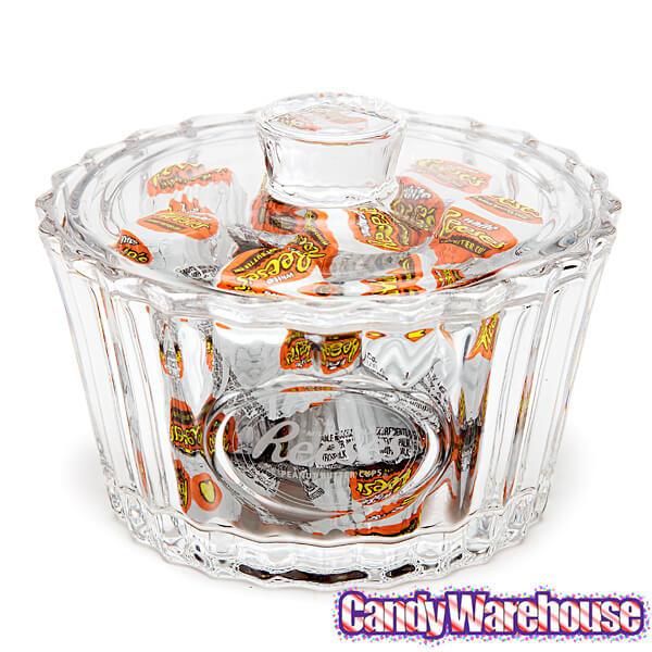 Reese&#39;s Crystal Candy Dish with Cover - Candy Warehouse