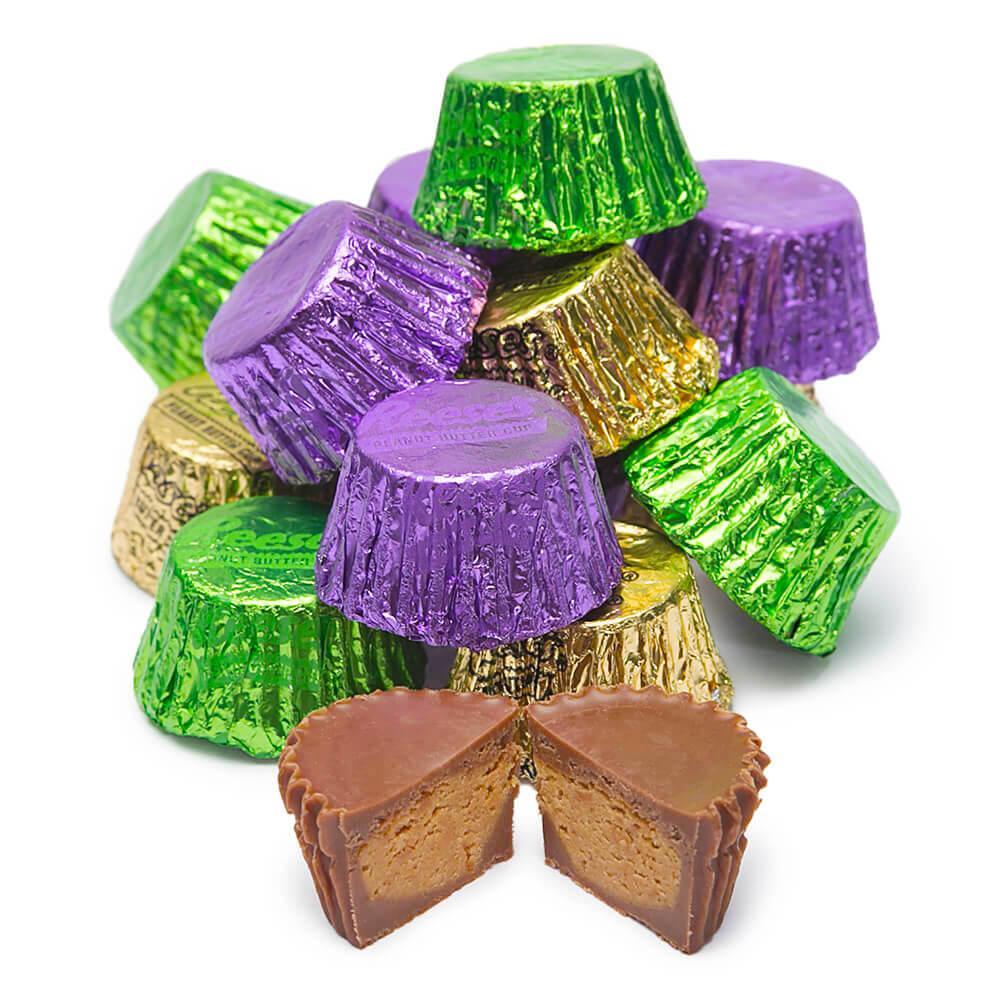 Reese's Peanut Butter Cups Color Combo - Purple, Green and Gold: 600-Piece Box - Candy Warehouse