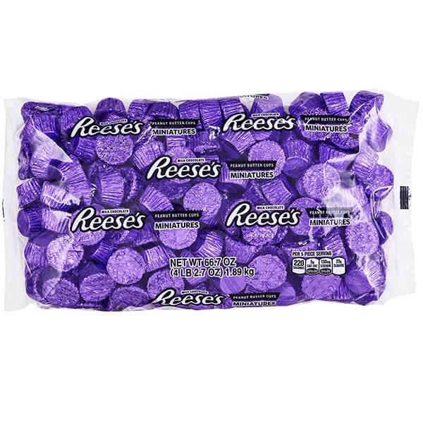 Reese&#39;s Peanut Butter Cups Miniatures - Purple: 200-Piece Bag - Candy Warehouse