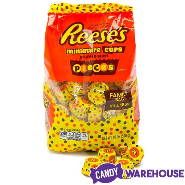 Reese's Peanut Butter Cups Miniatures Stuffed with Reese's Pieces: 18-Ounce Bag - Candy Warehouse