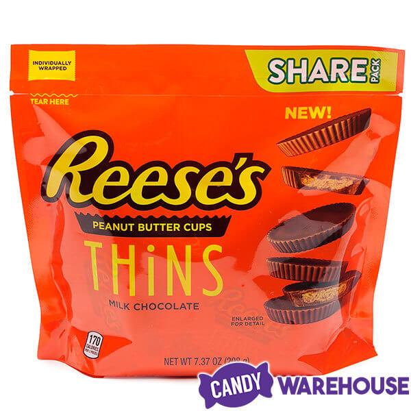 Reese&#39;s Thins Milk Chocolate Peanut Butter Cups Candy: 7.37-Ounce Bag - Candy Warehouse