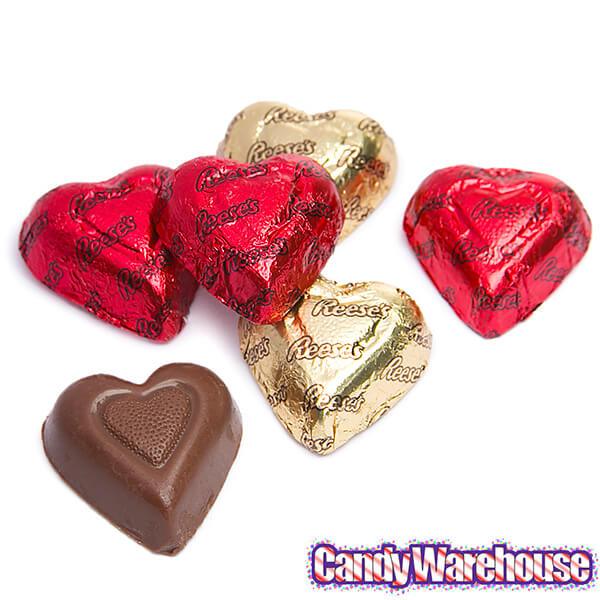 Reeses Foiled Peanut Butter Filled Chocolate Hearts: 35-Piece Bag - Candy Warehouse