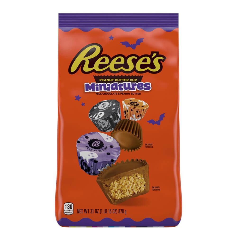 Reeses Halloween Peanut Butter Cups Miniatures in Spooky Wrappers: 31-Ounce Bag - Candy Warehouse