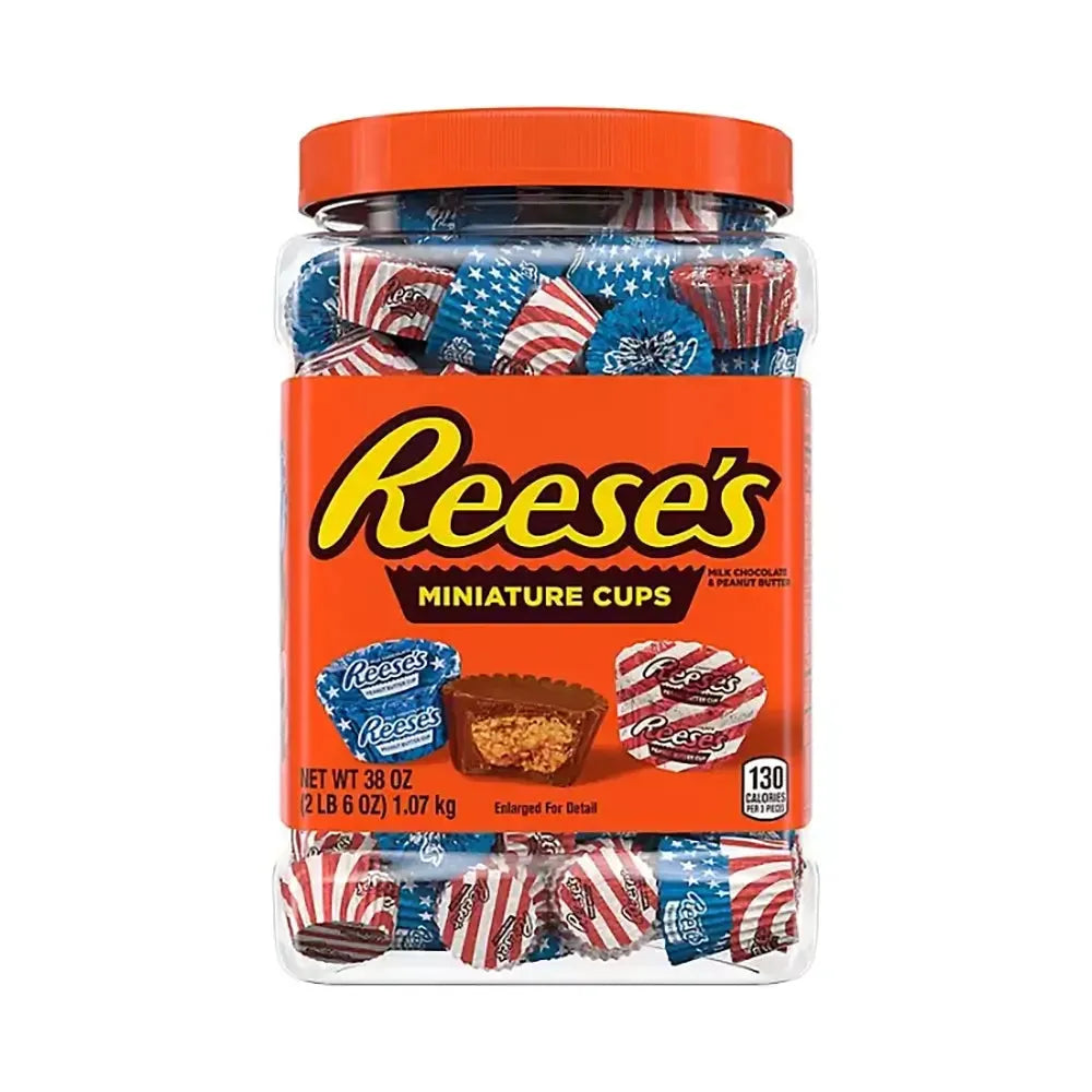 Reese's Peanut Butter Cups Miniatures - USA Flag: 120-Piece Jar - Candy Warehouse