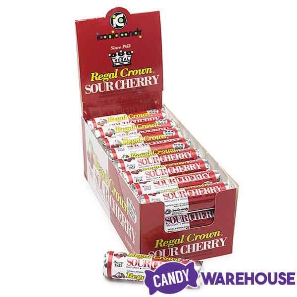 Regal Crown Sour Cherry Hard Candy Rolls: 24-Piece Box - Candy Warehouse