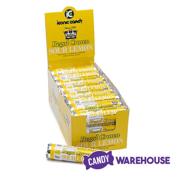 Regal Crown Sour Lemon Hard Candy Rolls: 24-Piece Box - Candy Warehouse