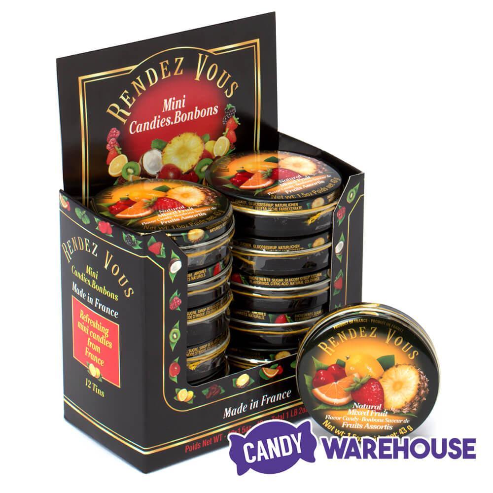 Rendez Vous Mini Bon Bons Tins - Mixed Fruit: 12-Piece Box - Candy Warehouse