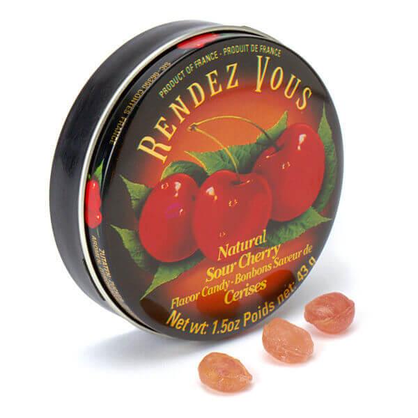 Rendez Vous Mini Bon Bons Tins - Sour Cherry: 12-Piece Box - Candy Warehouse