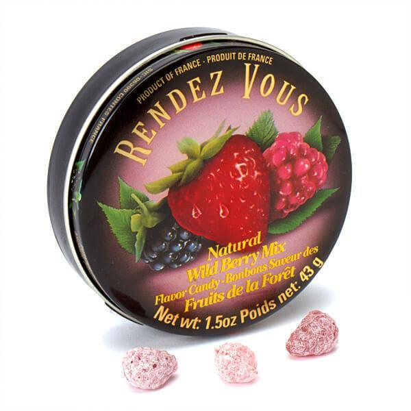 Rendez Vous Mini Bon Bons Tins - Wild Berry Mix: 12-Piece Box - Candy Warehouse