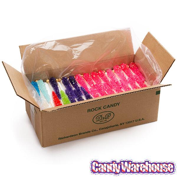 Rock Candy Crystal Sticks Assortment - Unwrapped: 120-Piece Box - Candy Warehouse