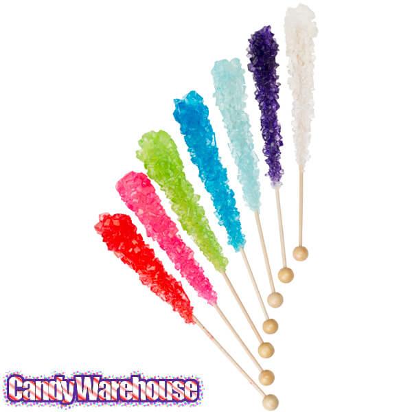 Rock Candy Crystal Sticks Assortment - Unwrapped: 120-Piece Box - Candy Warehouse