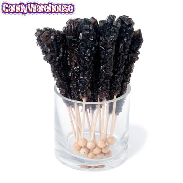 Rock Candy Crystal Sticks - Black: 120-Piece Case - Candy Warehouse