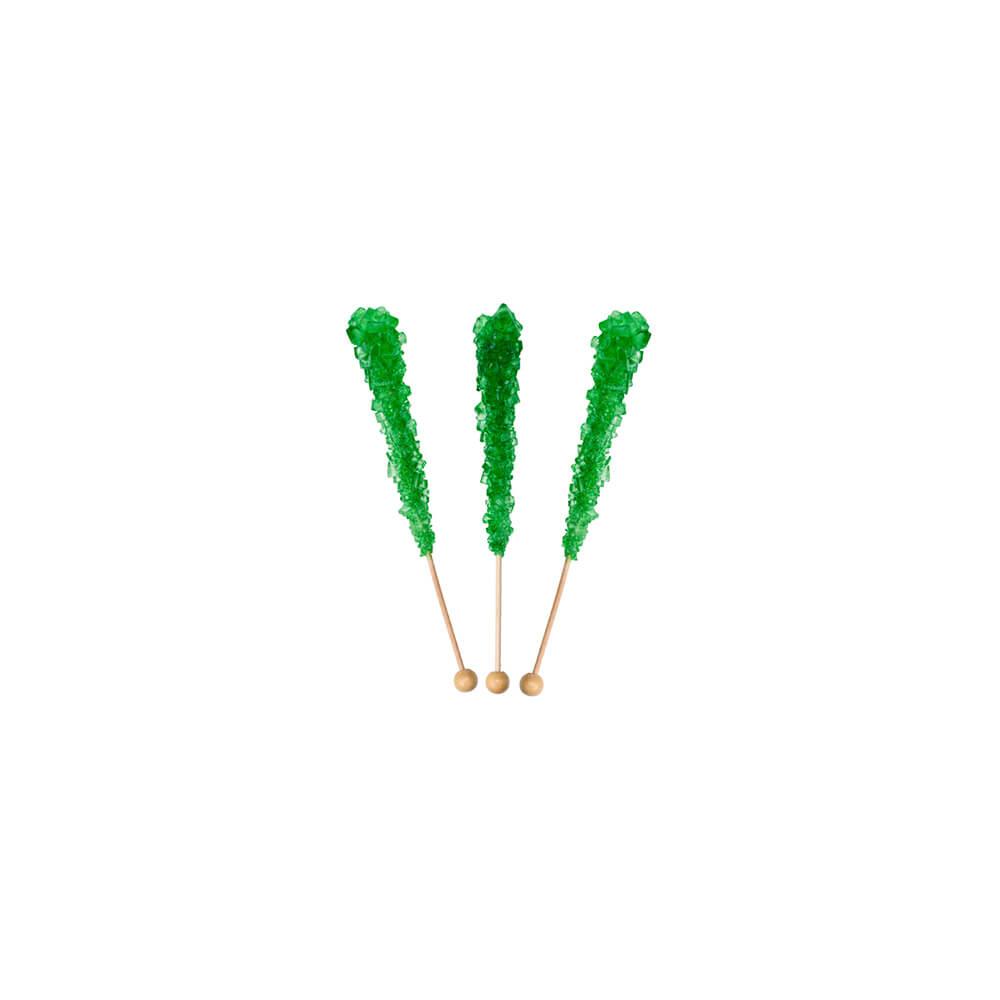 Rock Candy Crystal Sticks - Green: 120-Piece Case - Candy Warehouse