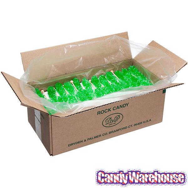 Rock Candy Crystal Sticks - Green: 120-Piece Case - Candy Warehouse