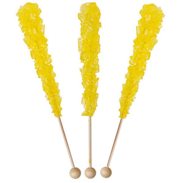 Rock Candy Crystal Sticks - Yellow: 120-Piece Case - Candy Warehouse