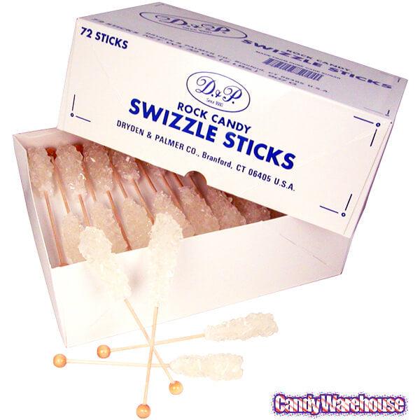 Rock Candy Swizzle Sticks - White - Unwrapped: 72-Piece Box - Candy Warehouse