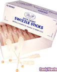 Rock Candy Swizzle Sticks - White - Unwrapped: 72-Piece Box - Candy Warehouse