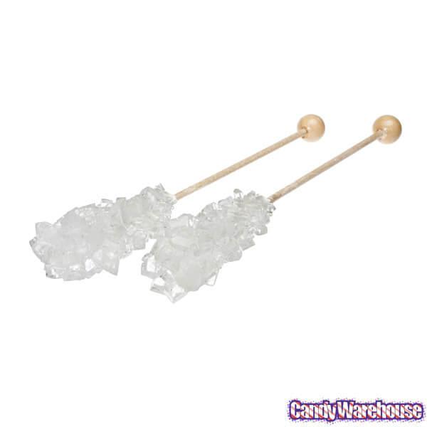 Rock Candy Swizzle Sticks - White - Unwrapped: 72-Piece Box - Candy Warehouse