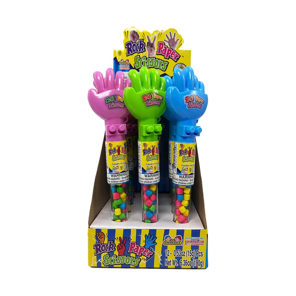 Rock Paper Scissors Hand Game Lollipops: 12-Piece Box - Candy Warehouse