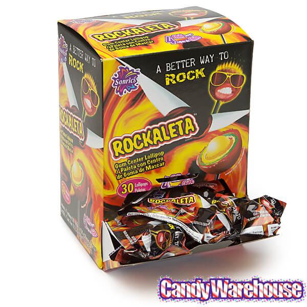 Rockaleta Gum Centered Chili Lollipops: 30-Piece Display - Candy Warehouse